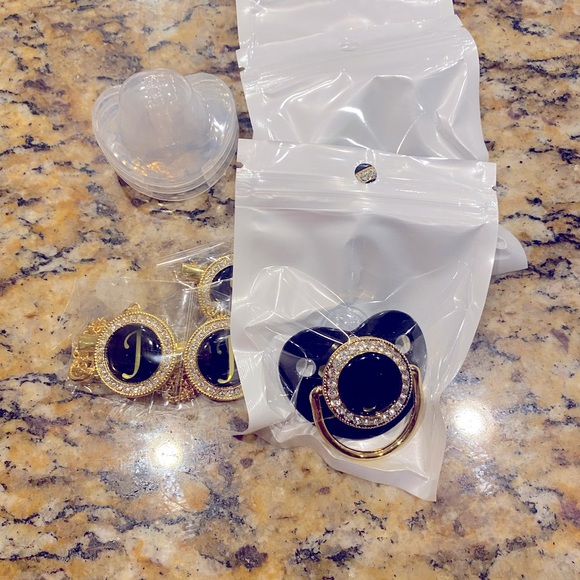 Monogram Gold/Blinged Pacifier “J” - Picture 3 of 3